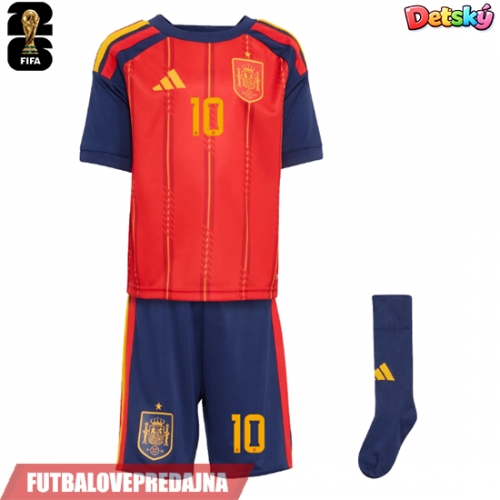 Lacne Dětský Futbalové dres Španielsko Dani Olmo #10 MS 2026 Krátky Rukáv - Domáci (+ trenírky)